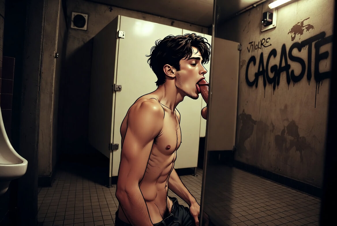 Immagine Dal ditino nel culetto al primo cazzo in bocca: il mio percorso da frocio nei cessi del cinema porno