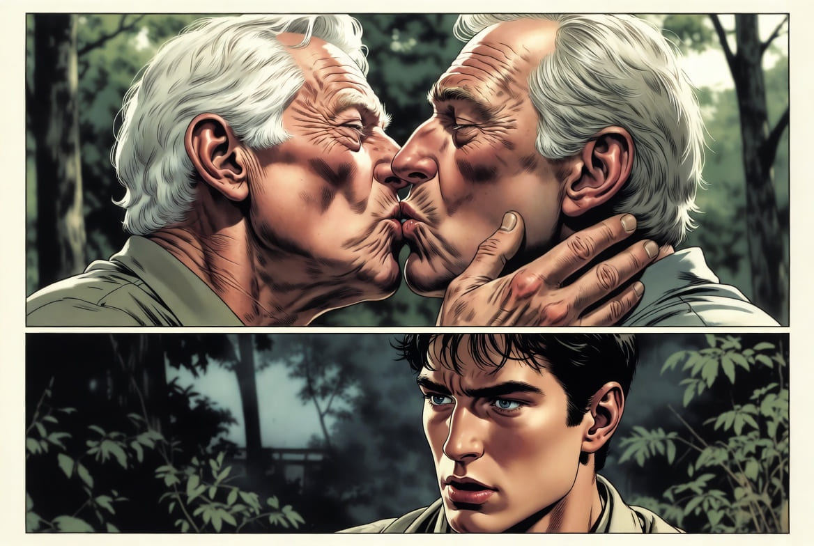 Immagine Incontro a Tre nel Boschetto: Prima Volta Anale per un Uomo Maturo