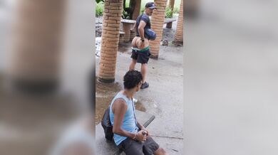 Gay Latino Troia Inculato a Pecora All'Aperto con Pompino