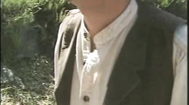 Coppia cowboy arrapati scopa outdoor