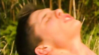 Coppia universitari gay scopa durante una gita