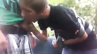 Coppia di amici gay scopa all'aperto