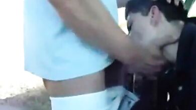 Gran pompino gay all'aperto